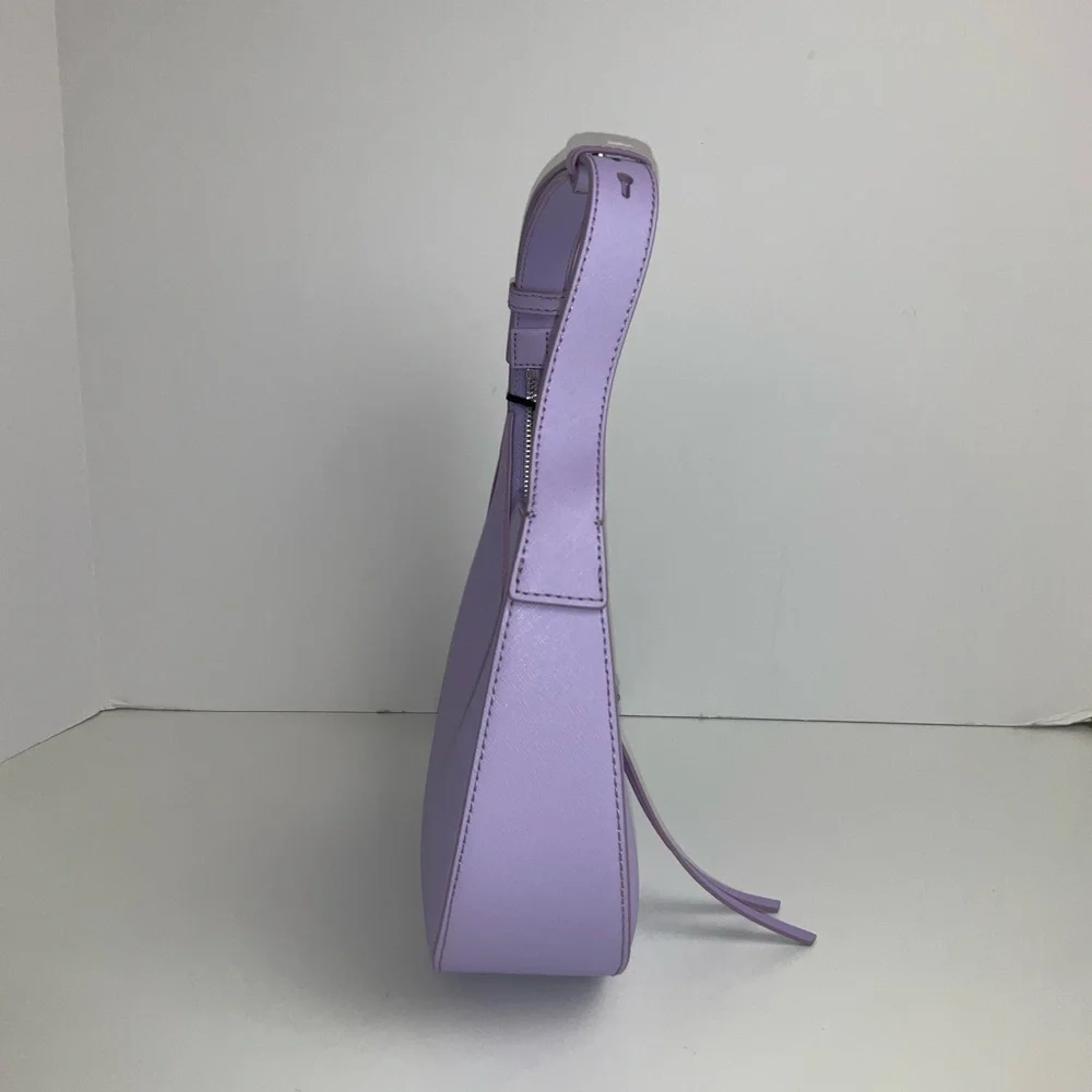 DKNY Essex Saffiano 100% Cow Leather Shoulder Bag in a purple colorway